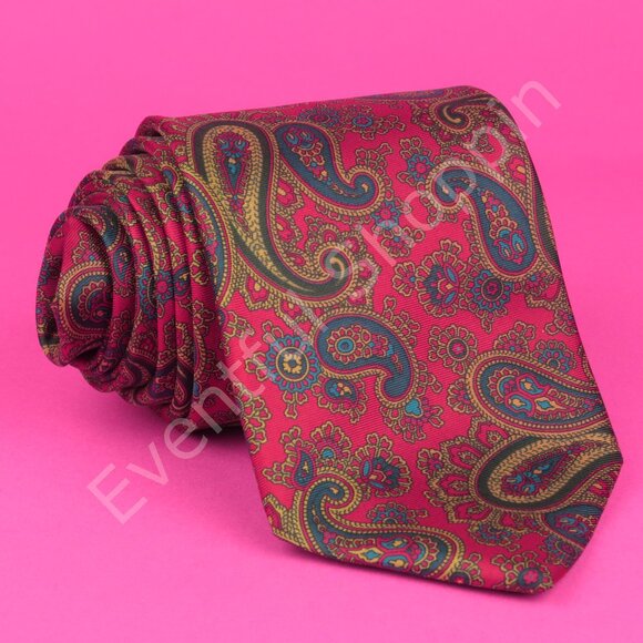Burberry Other - Vintage Burberry Tie Mens Red Silk Teardrop Paisley Grosgrain